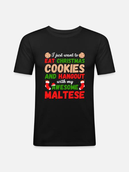Biscuits maltais de Noël - T-shirt près du corps Homme - noir