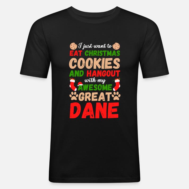 Biscuits de Noël Great Dane - T-shirt près du corps Homme - noir