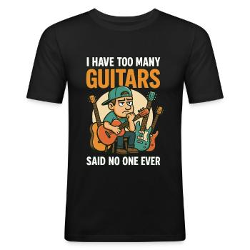 Lustiges Gitarrenliebhaber Design - Männer Slim Fit T-Shirt - Schwarz - Vorne - Nik (191cm)