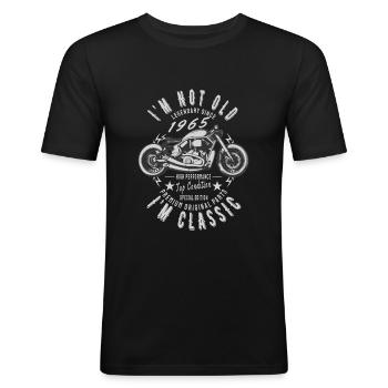 I'm not old, I'm classic. Legendary since 1965. - Männer Slim Fit T-Shirt - Schwarz - Vorne - Nik (191cm)
