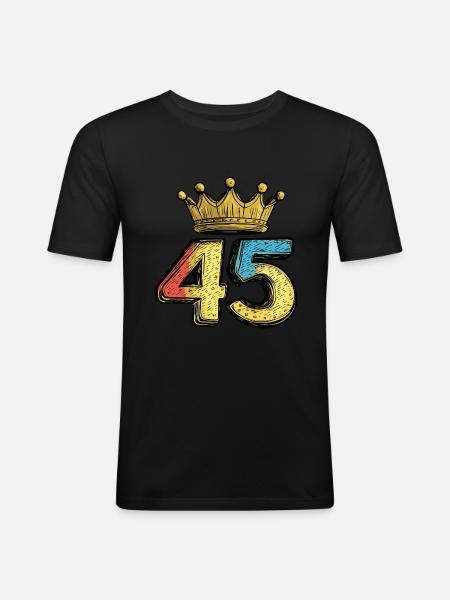 45 Number Crown - Men's Slim Fit T-Shirt - black