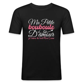 Bouboule, Geschenk der Liebe, meine Bouboule, ich liebe dich - Männer Slim Fit T-Shirt - Schwarz - Vorne - Nik (191cm)