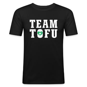 Vegan Veganer Vegan Team Tofu Geschenkidee - Männer Slim Fit T-Shirt - Schwarz - Vorne - Nik (191cm)