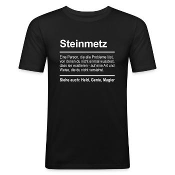 Steinmetz - Männer Slim Fit T-Shirt - Schwarz - Vorne - Nik (191cm)