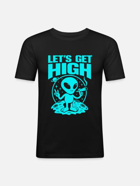 Alien On se défonce - T-shirt près du corps Homme - noir