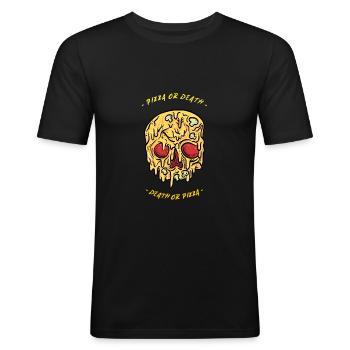Pizza Crâne Pizza Salami - T-shirt près du corps Homme - noir - Devant - Nik (191cm)
