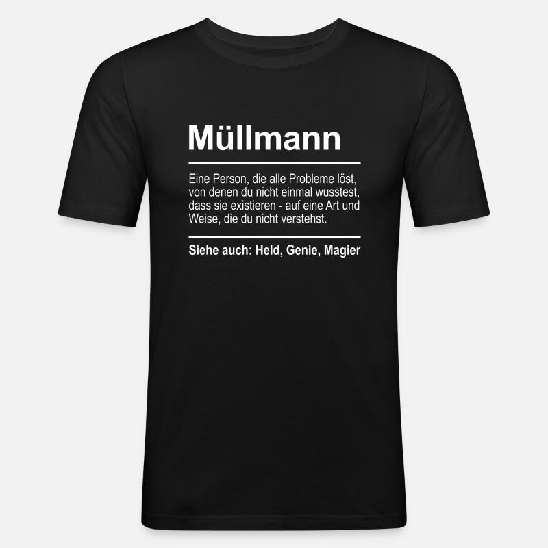 Müllmann - Männer Slim Fit T-Shirt - Schwarz