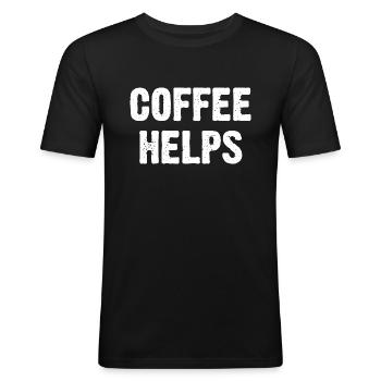 Coffee Helps - Männer Slim Fit T-Shirt - Schwarz - Vorne - Nik (191cm)