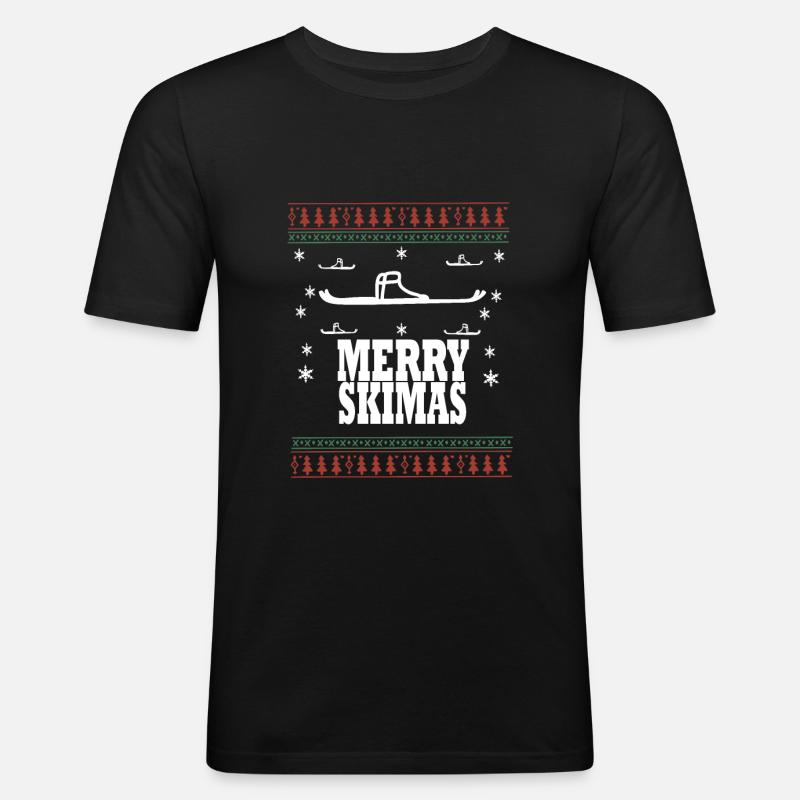 Ski de Noël moche - T-shirt près du corps Homme - noir