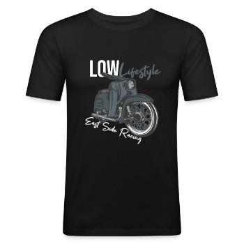 Ostblock KR 51 Schwalbe Vintage Retro Classic - Männer Slim Fit T-Shirt - Schwarz - Vorne - Nik (191cm)
