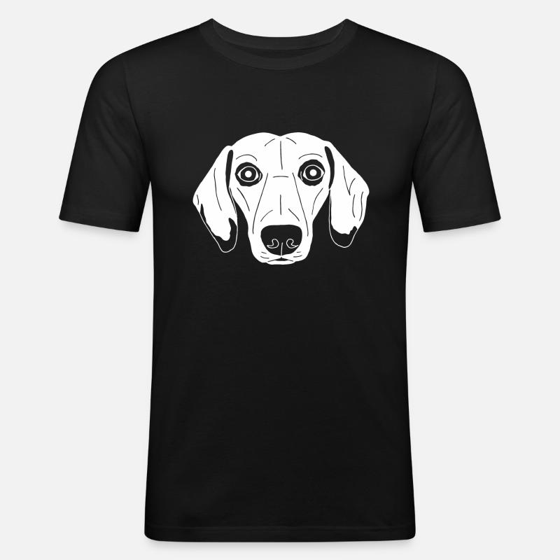 Dackel - Männer Slim Fit T-Shirt - Schwarz