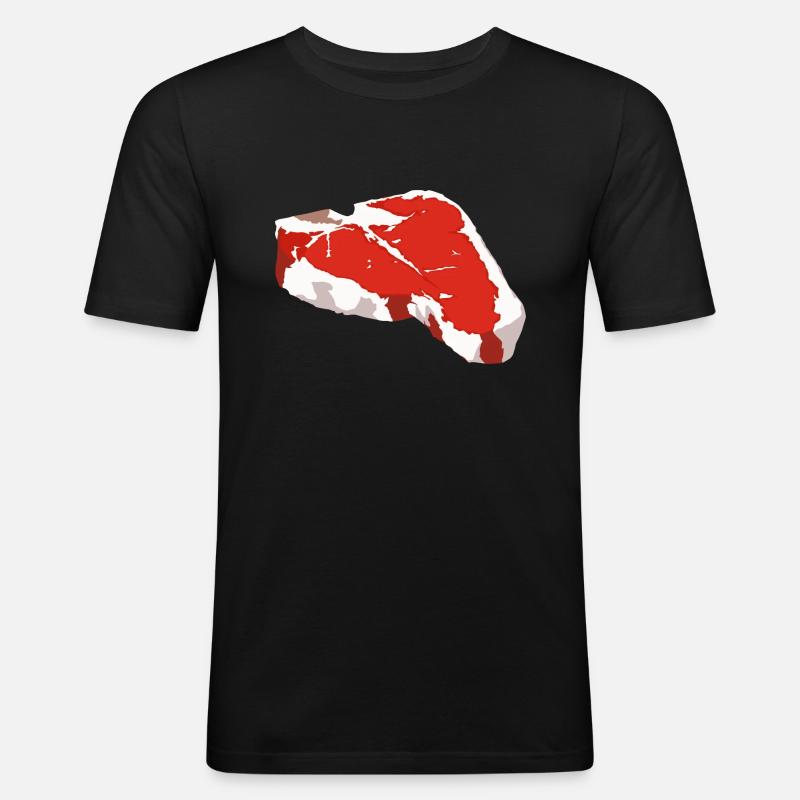 Steak - Männer Slim Fit T-Shirt - Schwarz