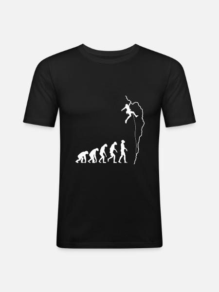 Klimmen evolutie klimmende klimmer geschenk - Mannen slim fit T-shirt - zwart