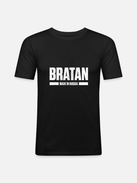 BRATAN - Männer Slim Fit T-Shirt - Schwarz