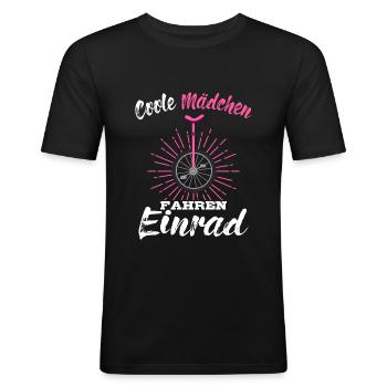 Coole Mädels Fahren Einrad Balancieren Zirkus - Männer Slim Fit T-Shirt - Schwarz - Vorne - Nik (191cm)