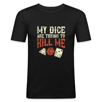 Tabletop nerd geek roleplaying gift - Men's Slim Fit T-Shirt - black - Front - Nik (191cm)