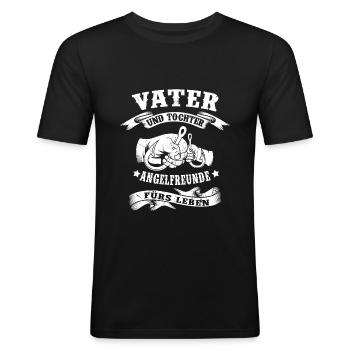 Vater Und Tochter Angeln Angler Vatertag - Männer Slim Fit T-Shirt - Schwarz - Vorne - Nik (191cm)
