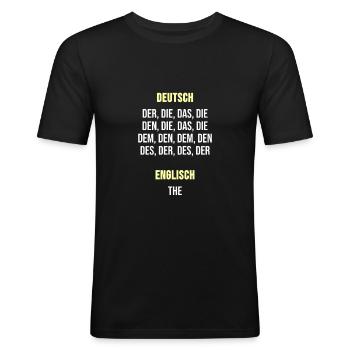 Deutsch lernen Deutschlehrer - Männer Slim Fit T-Shirt - Schwarz - Vorne - Nik (191cm)