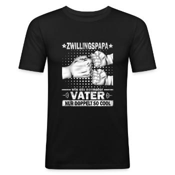 Zwillingspapa Vatertag Papa zwillinge Geschenk - Männer Slim Fit T-Shirt - Schwarz - Vorne - Nik (191cm)