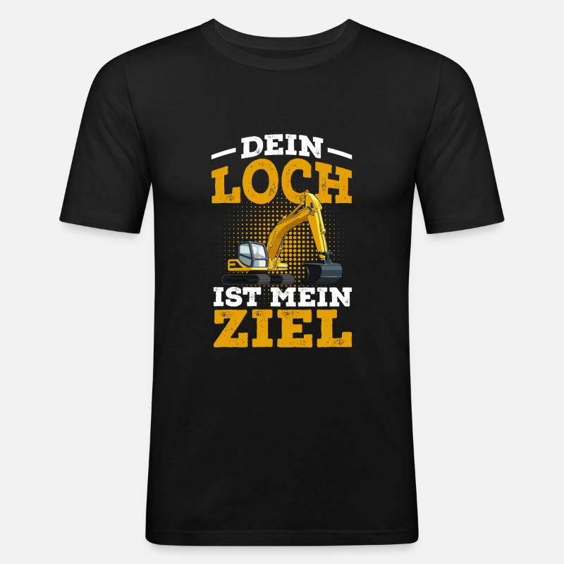 Bagger Spruch Baumaschine Geschenk - Männer Slim Fit T-Shirt - Schwarz