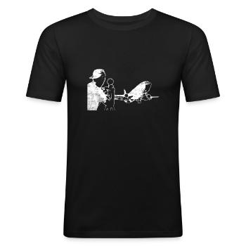 Planespotter Airplane Photographer Airport Spotter - Männer Slim Fit T-Shirt - Schwarz - Vorne - Nik (191cm)