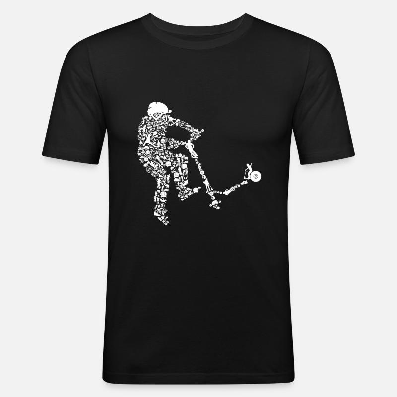 Scooter Roller Stunt Tretroller Geschenk - Männer Slim Fit T-Shirt - Schwarz