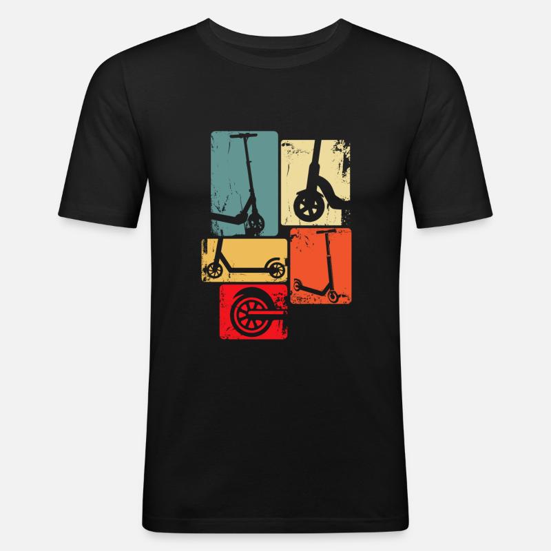 Scooter Roller Stunt Tretroller Geschenk - Männer Slim Fit T-Shirt - Schwarz