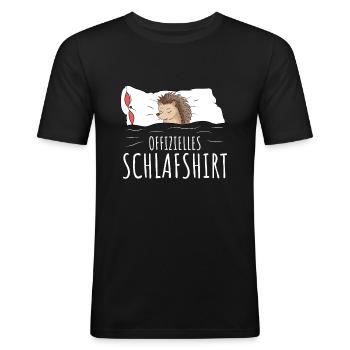 Offizielles Schlafshirt Igel Schlafen Chillen - Männer Slim Fit T-Shirt - Schwarz - Vorne - Nik (191cm)