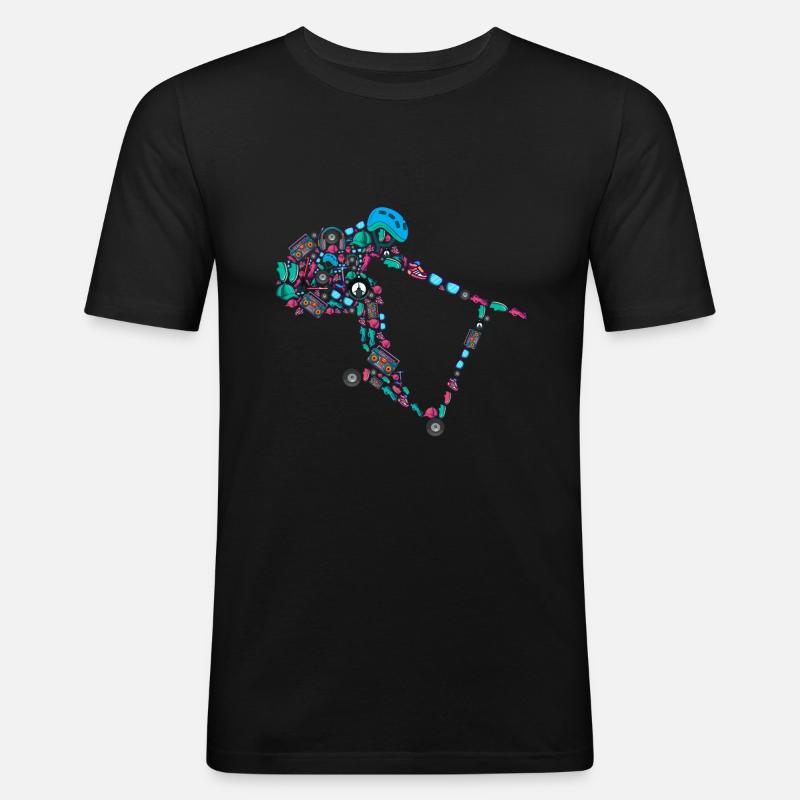 Scooter Stunt Roller E-Scooter Boys - Men's Slim Fit T-Shirt - black
