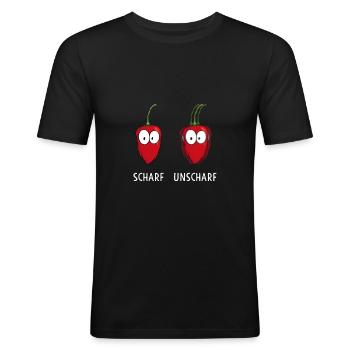Fotograf Scharf unscharf Fotografie - Männer Slim Fit T-Shirt - Schwarz - Vorne - Nik (191cm)