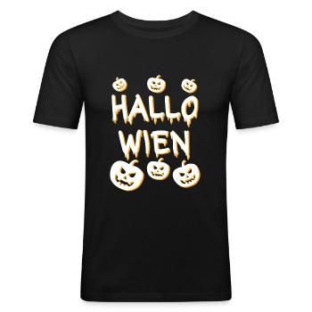 Hallo Wien Halloween Party Geschenk - Männer Slim Fit T-Shirt - Schwarz - Vorne - Nik (191cm)