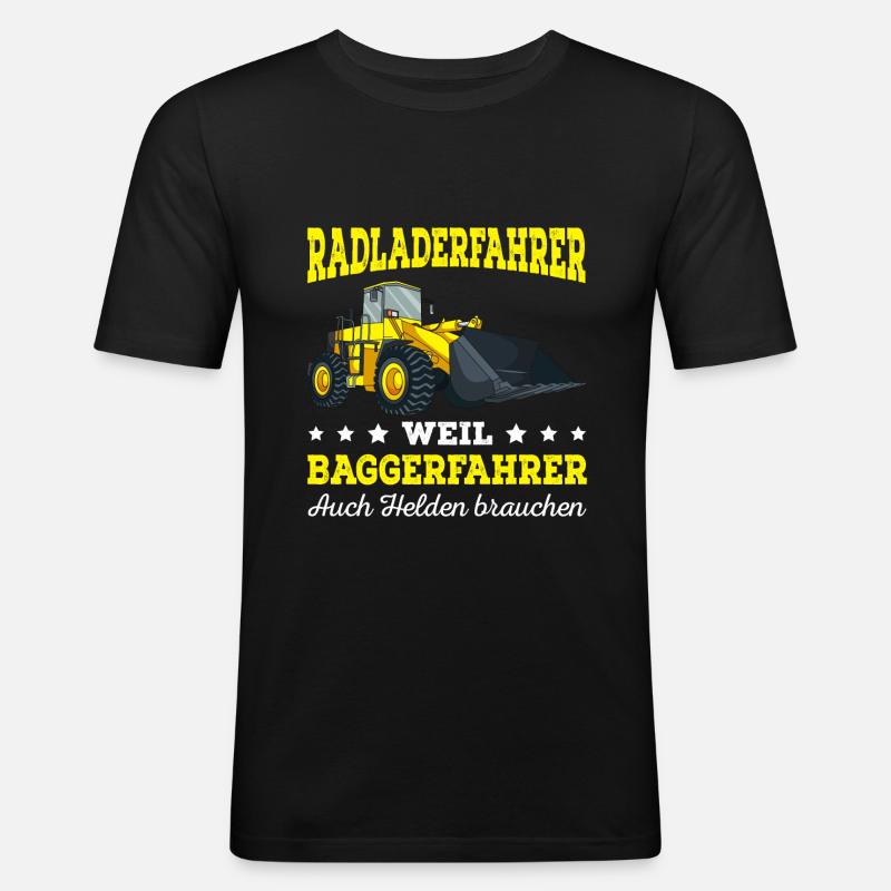 Radlader Baustelle Bagger Baggerlader - Männer Slim Fit T-Shirt - Schwarz