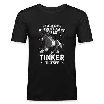 Tinker Pferd Glitzer Reiterin Pferde Mädchen - Männer Slim Fit T-Shirt - Schwarz - Vorne - Nik (191cm)