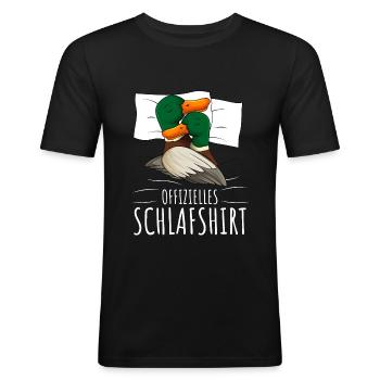 Offizielles Schlafshirt Ente Schlafanzug Enten - Männer Slim Fit T-Shirt - Schwarz - Vorne - Nik (191cm)