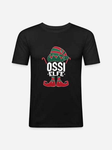 Ossi Elfe Spruch Ostdeutscher - Männer Slim Fit T-Shirt - Schwarz