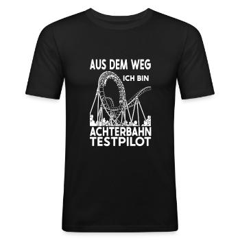 Achterbahn Freizeitpark Rollercoaster - Männer Slim Fit T-Shirt - Schwarz - Vorne - Nik (191cm)