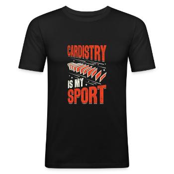 Kartenkunst Cardistry Magier Geschenk - Männer Slim Fit T-Shirt - Schwarz - Vorne - Nik (191cm)