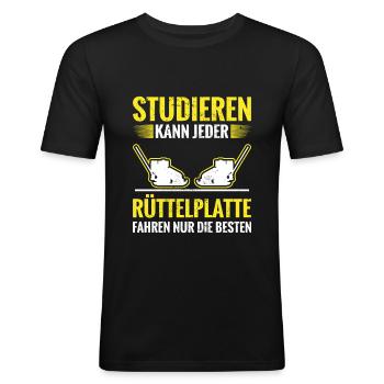 Straßenbau Straßenbaumeister - Männer Slim Fit T-Shirt - Schwarz - Vorne - Nik (191cm)