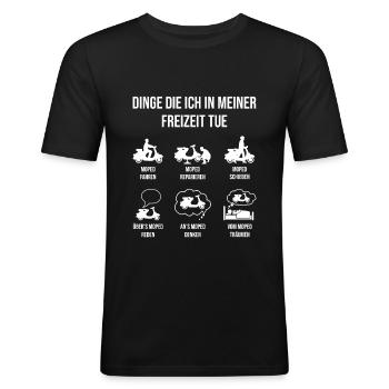 Moped Mofa Motorroller - Männer Slim Fit T-Shirt - Schwarz - Vorne - Nik (191cm)
