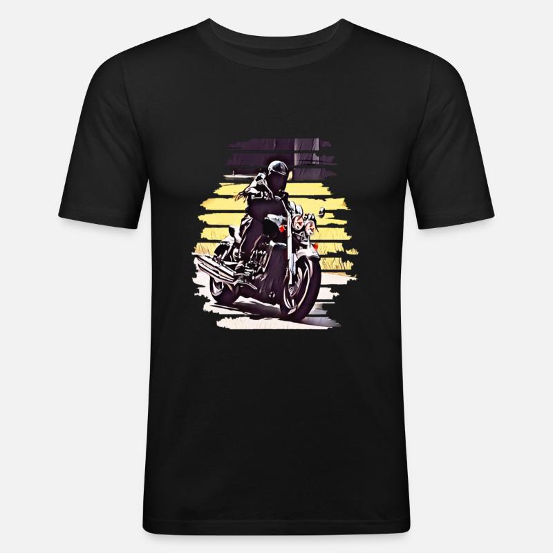Motorrad Kurvenfahrt Rocket 3 - Männer Slim Fit T-Shirt - Schwarz