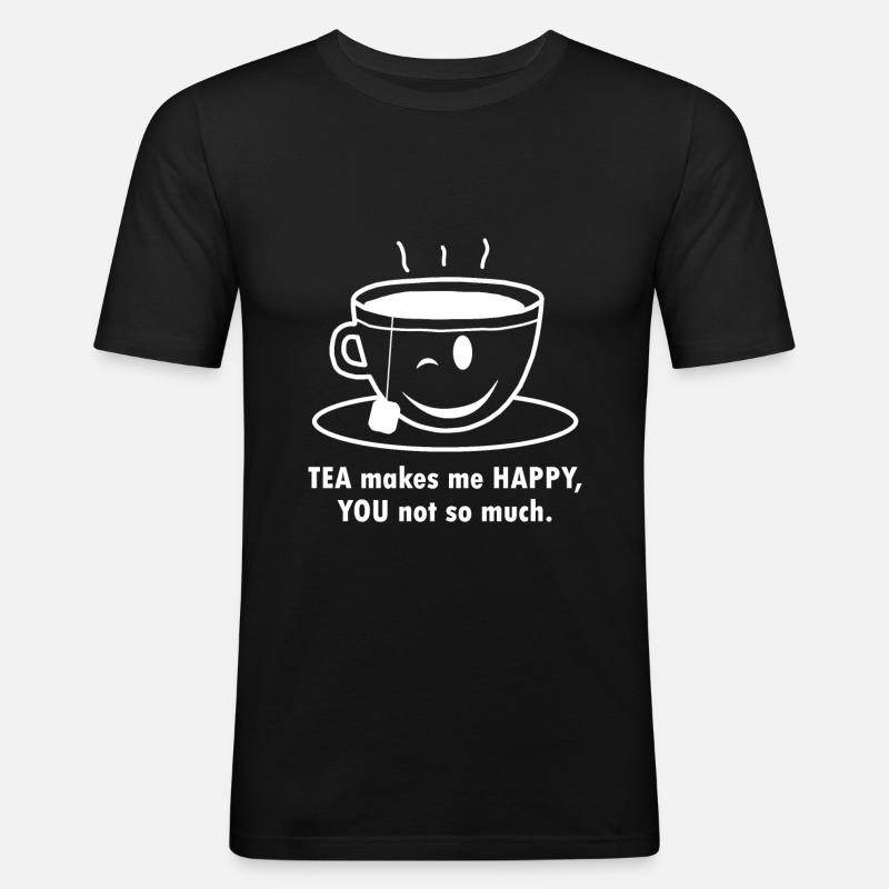 TEE HAPPINESS Teeglück - Männer Slim Fit T-Shirt - Schwarz