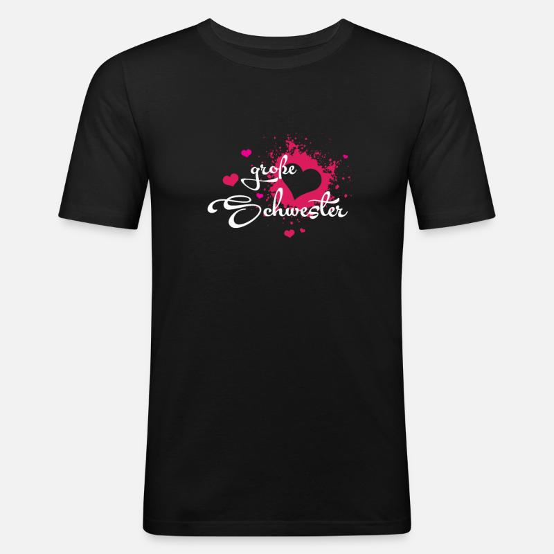Große Schwester - Herzchen - Männer Slim Fit T-Shirt - Schwarz