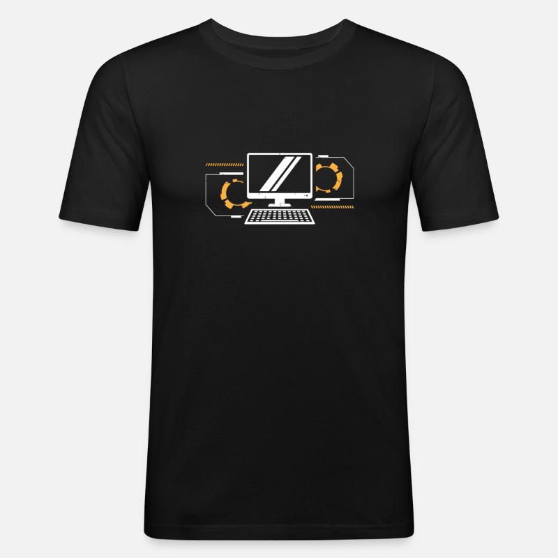 Computer - Männer Slim Fit T-Shirt - Schwarz