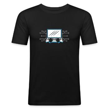 Computer - Männer Slim Fit T-Shirt - Schwarz - Vorne - Nik (191cm)