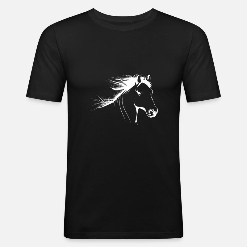 Pferde - Männer Slim Fit T-Shirt - Schwarz