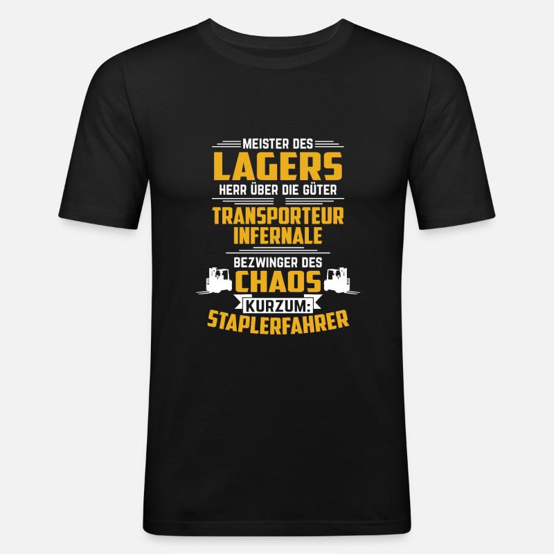 Gabelstapler Lager Geschenkidee - Männer Slim Fit T-Shirt - Schwarz