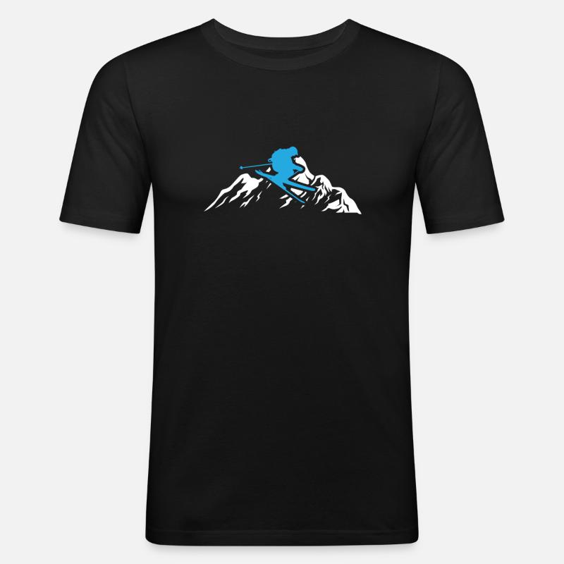 Ski - Männer Slim Fit T-Shirt - Schwarz