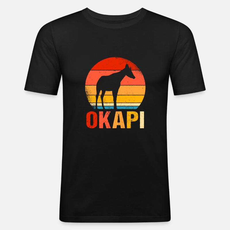 Okapi Retro Geschenk - Männer Slim Fit T-Shirt - Schwarz