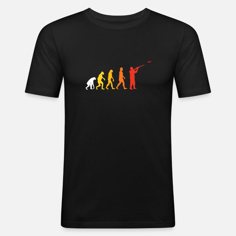Tontaubenschiessen Evolution - Männer Slim Fit T-Shirt - Schwarz