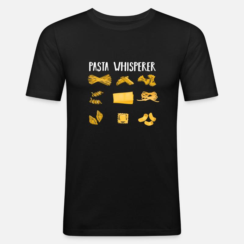 Pasta Flüsterer Geschenk - Männer Slim Fit T-Shirt - Schwarz
